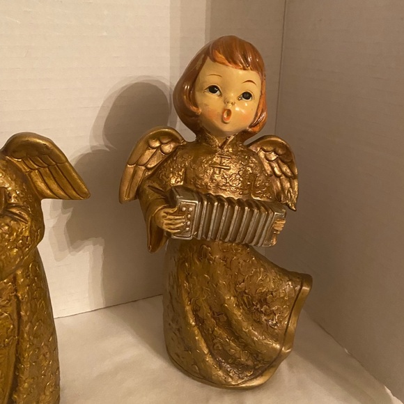 MCM Vintage Golden Musical Themed Angels set of 3 - Picture 2 of 10